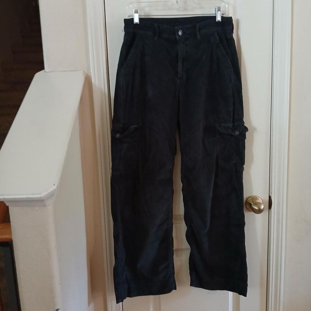 American Eagle Black Corduroy Cargo Pants 8 Y2K Skater Streetwear Gorpcore